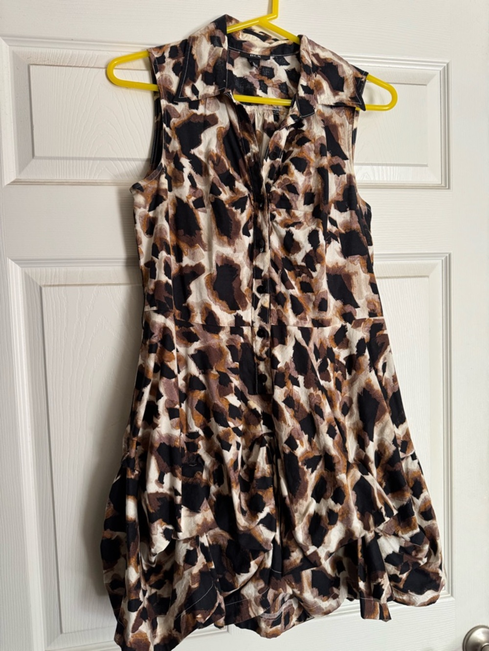 BCX Sleeveless Animal Print Button-Front Dress - Brown & Black